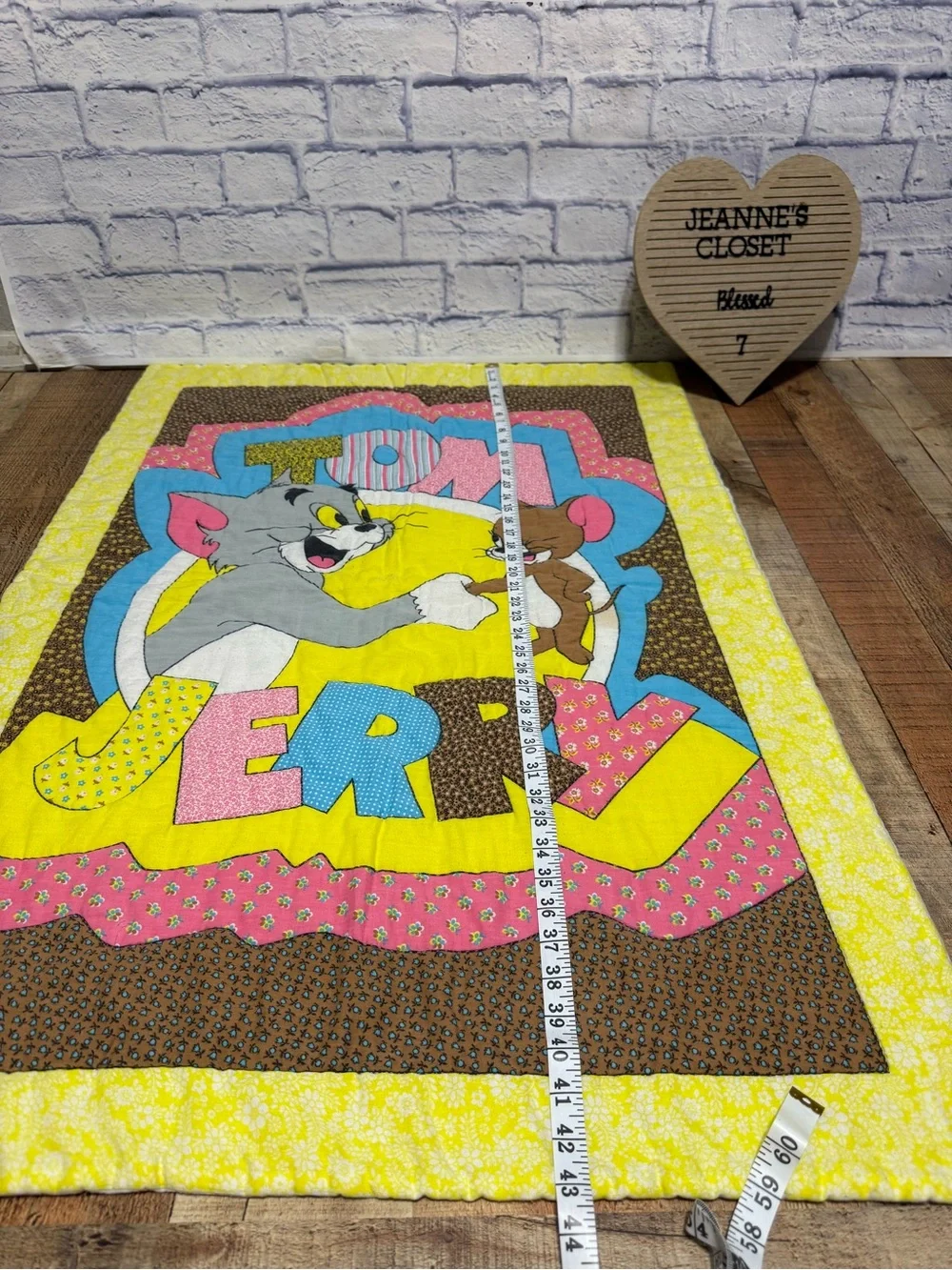 Vintage 1980 Tom & Jerry  Children’s Or Crib Size Quilted Blanket Handmade